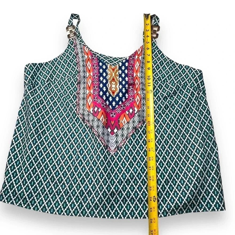SHEIN Curve VCAY Plus Geo Print Cami With Gold Chain Link Spaghetti Strap 1X - Picture 9 of 13